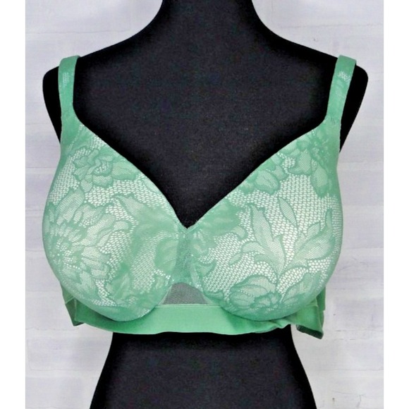 Cacique Other - Cacique Bra Size 50B Green Lace Lightly Lined Balconette Underwire